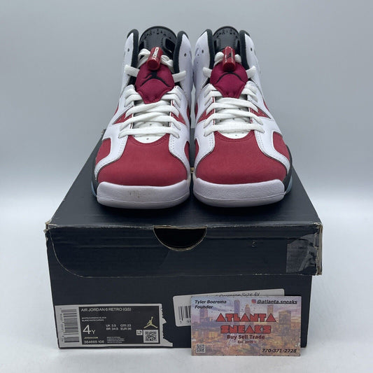 Size 4Y - Air Jordan 6 Retro Carmine Red Suede White Black Leather (384665-106)