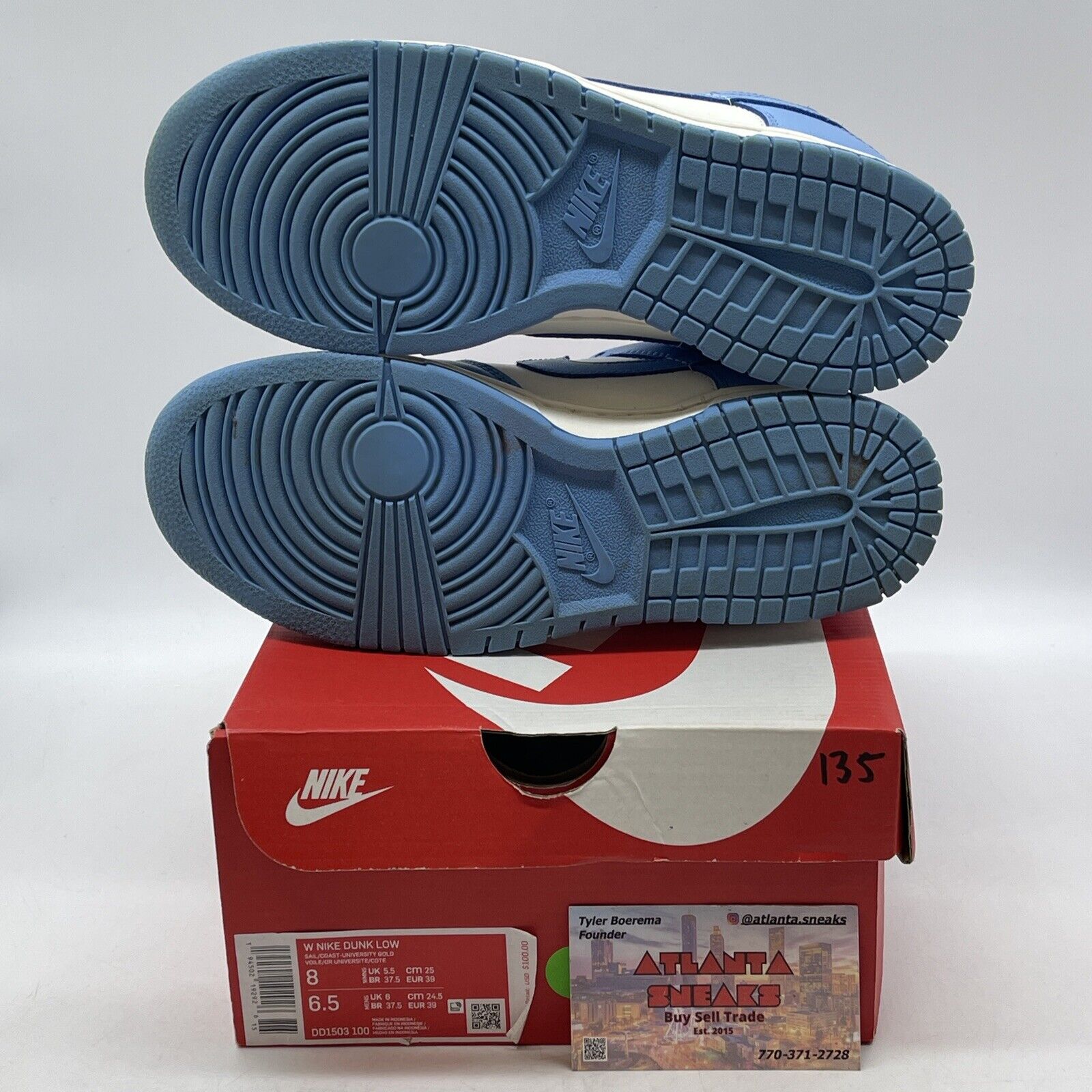 Size 8W - Nike Dunk Low Coast White Blue Gold Leather (DD1503-100)