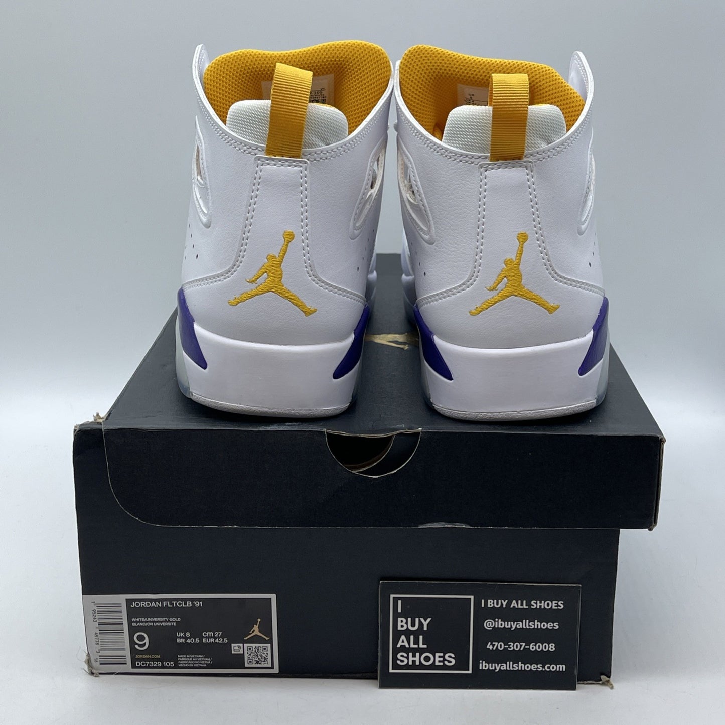 Size - 9 Air Jordan Flight Club '91 'Lakers' Shoes Sneakers (DC7329-105)