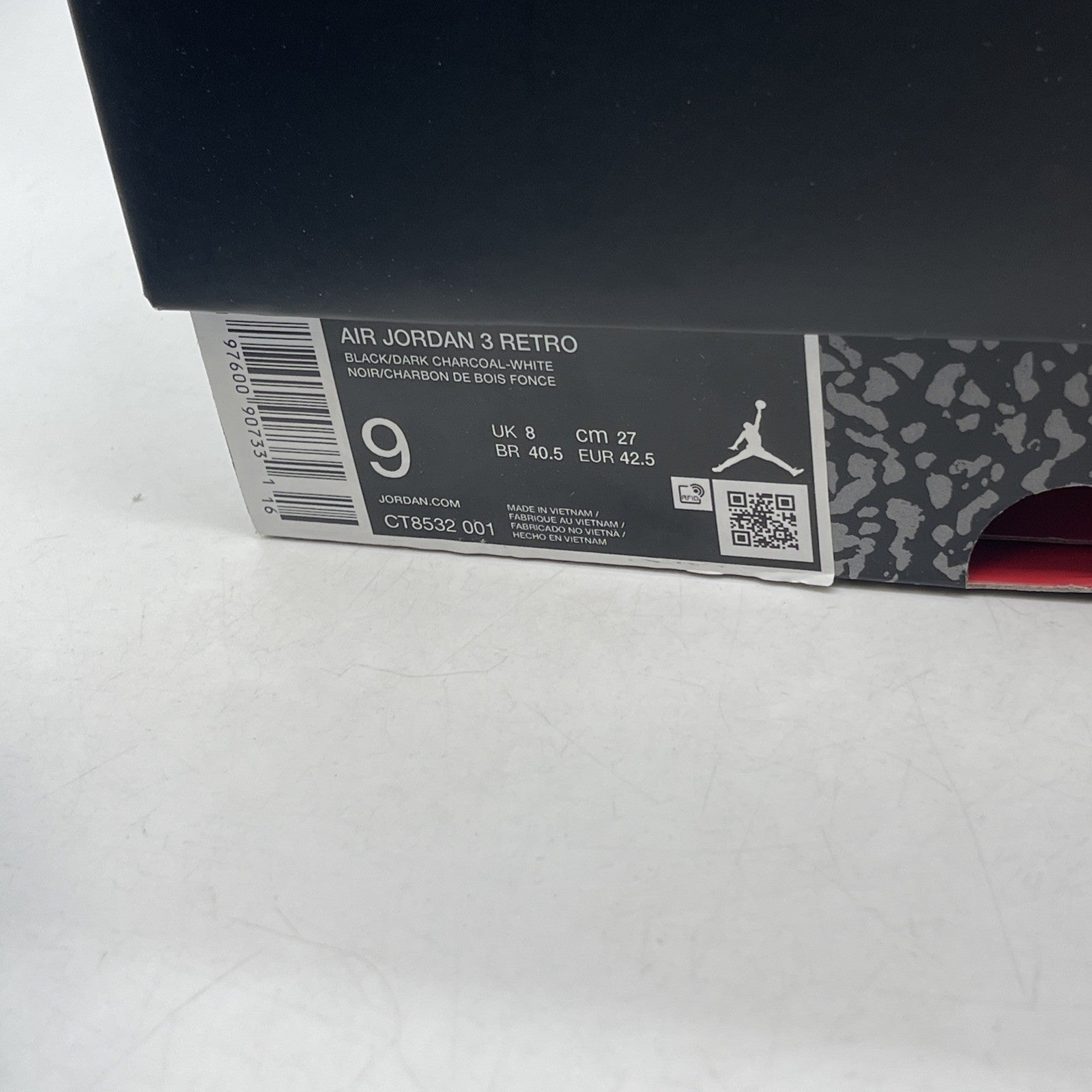 Size 9 - Air Jordan 3 Retro 2025 Black Cat (CT8532-001)