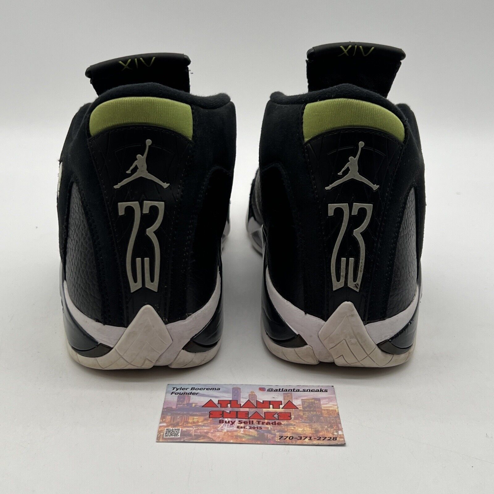 Size 12 - Air Jordan 14 Retro 2016 Indiglo Black White Green (487471-005)