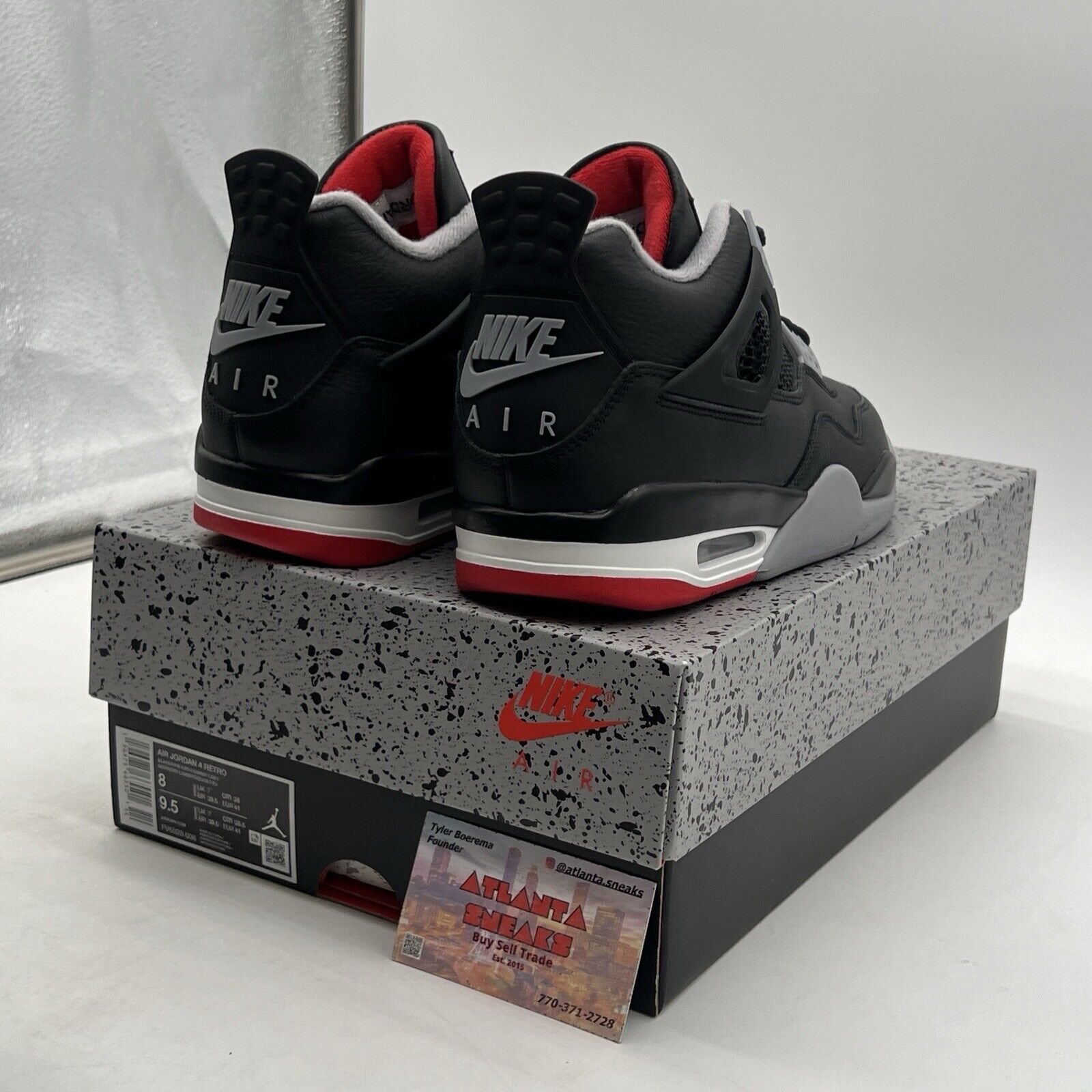 Size 8 - Air Jordan 4 Retro Bred Reimagined Black White Red Leather (FV5029-006)