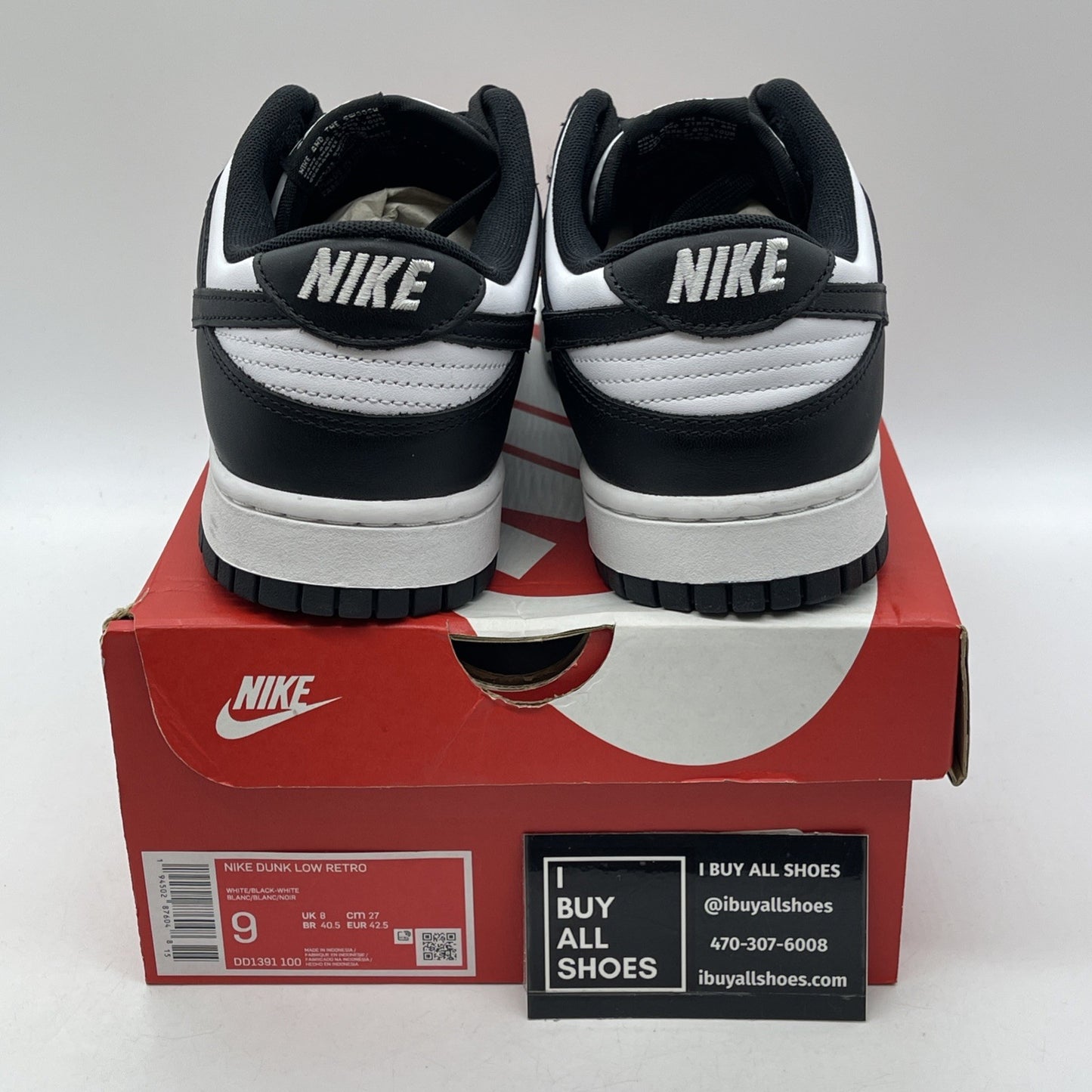 Size 9 - Nike Dunk Low Black White Leather (DD1391-100)