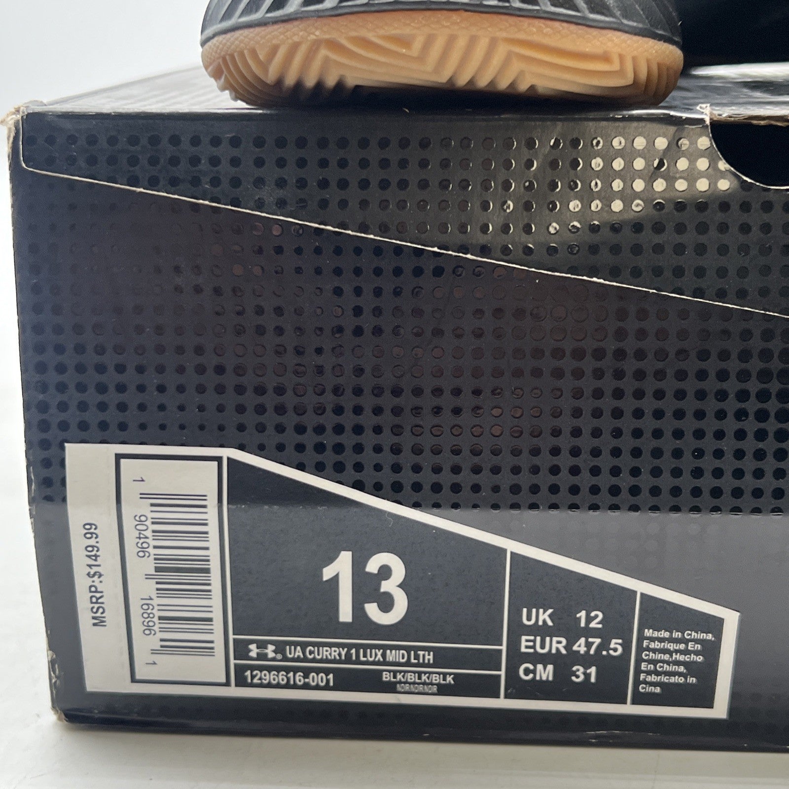 Size 13 - Under Armour Curry 1 Lux Mid Black Gum (1296616-001)