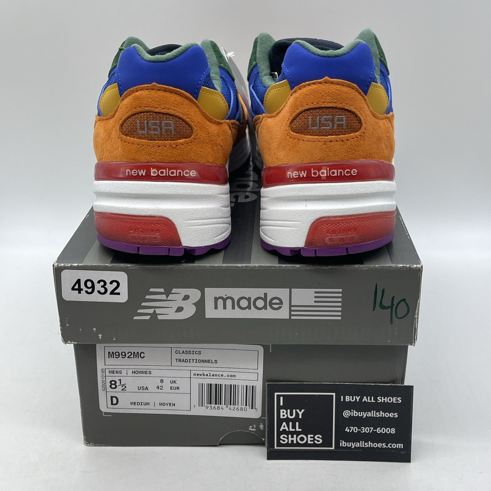 Size 8.5 - New Balance 992 Made in USA Multi-Color Suede Leather (M992MC)