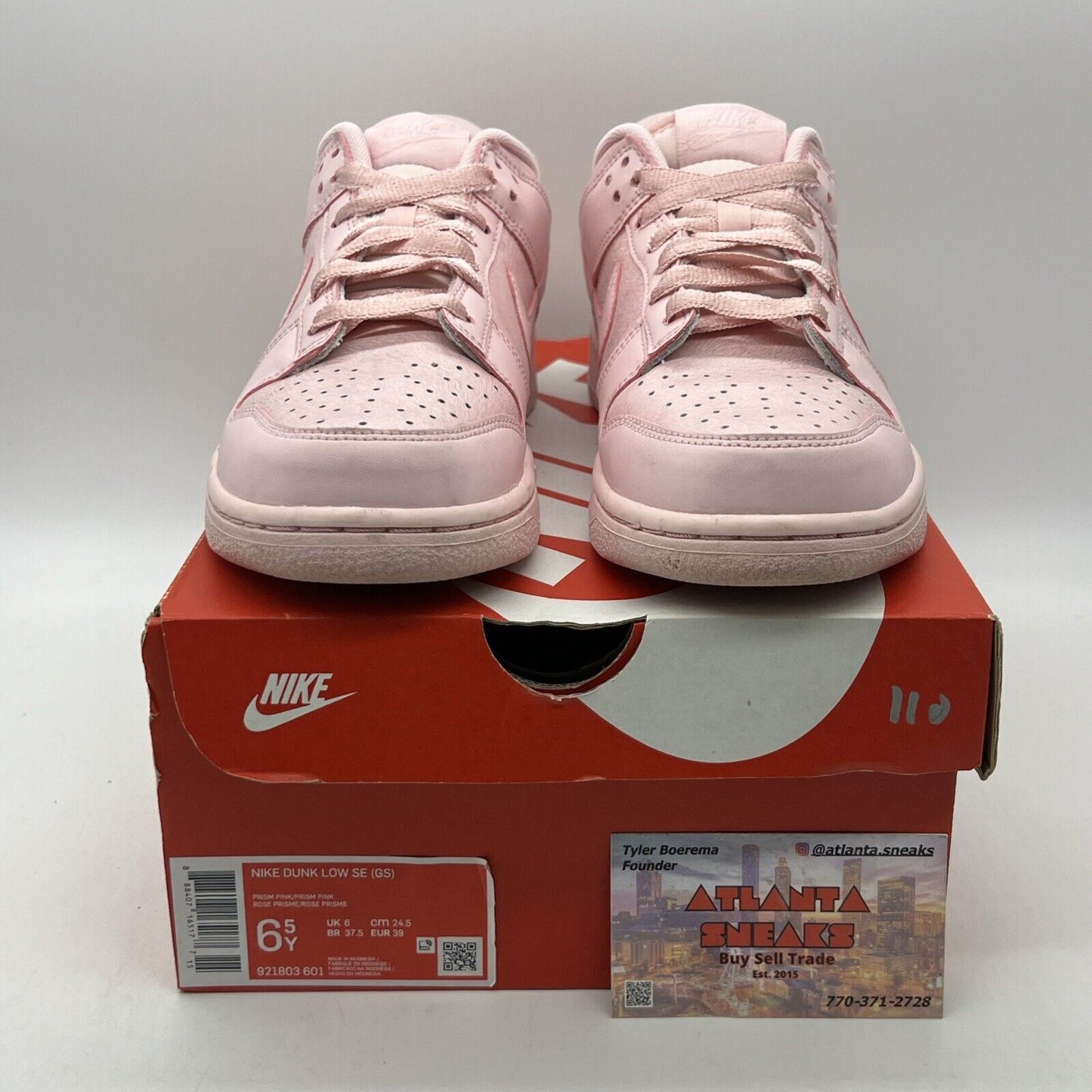 Nike Dunk Low Pink Size 6.5Y Pink Leather (921803-601)