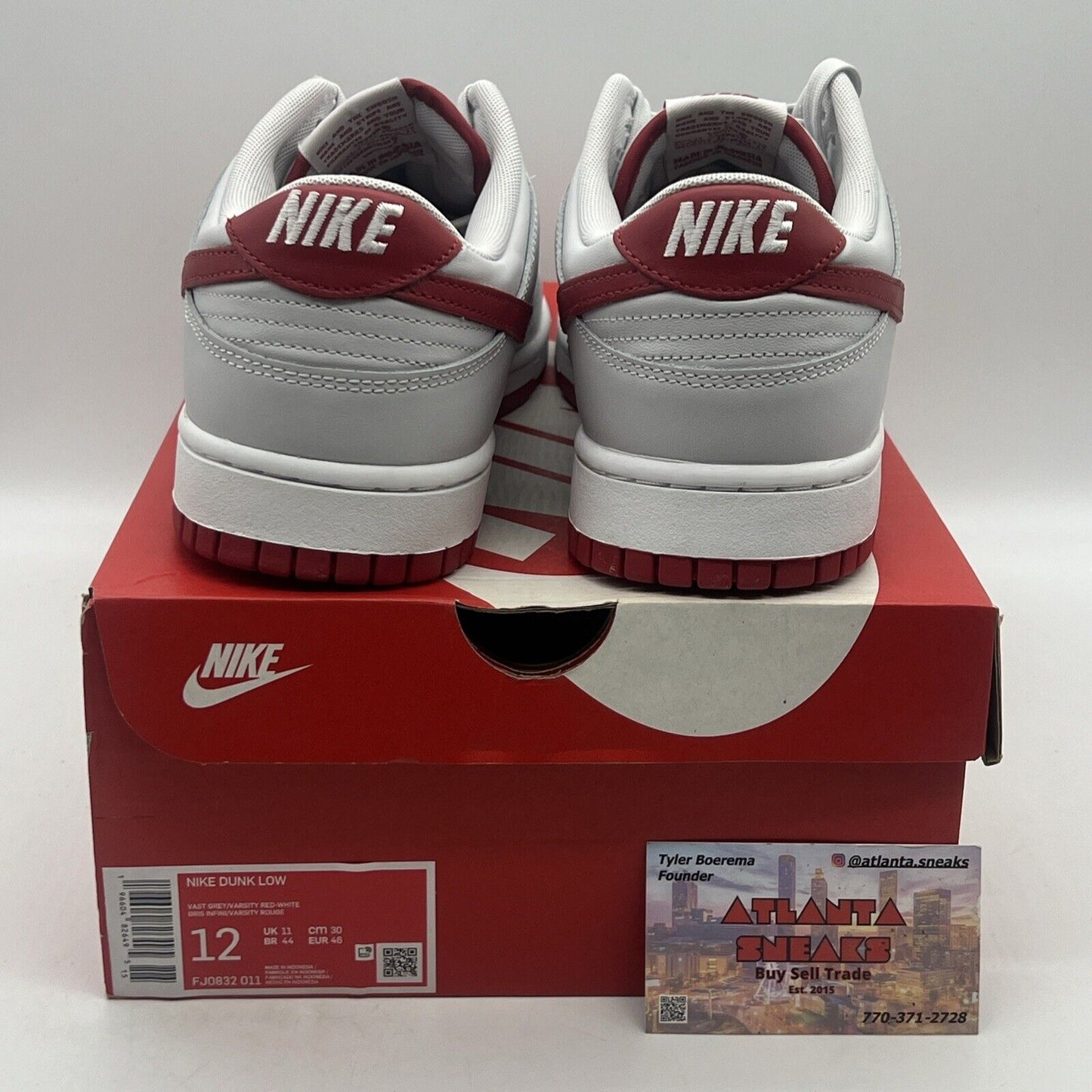 Size 12 - Nike Dunk Low Vast Grey Varsity Red Brand New Og All