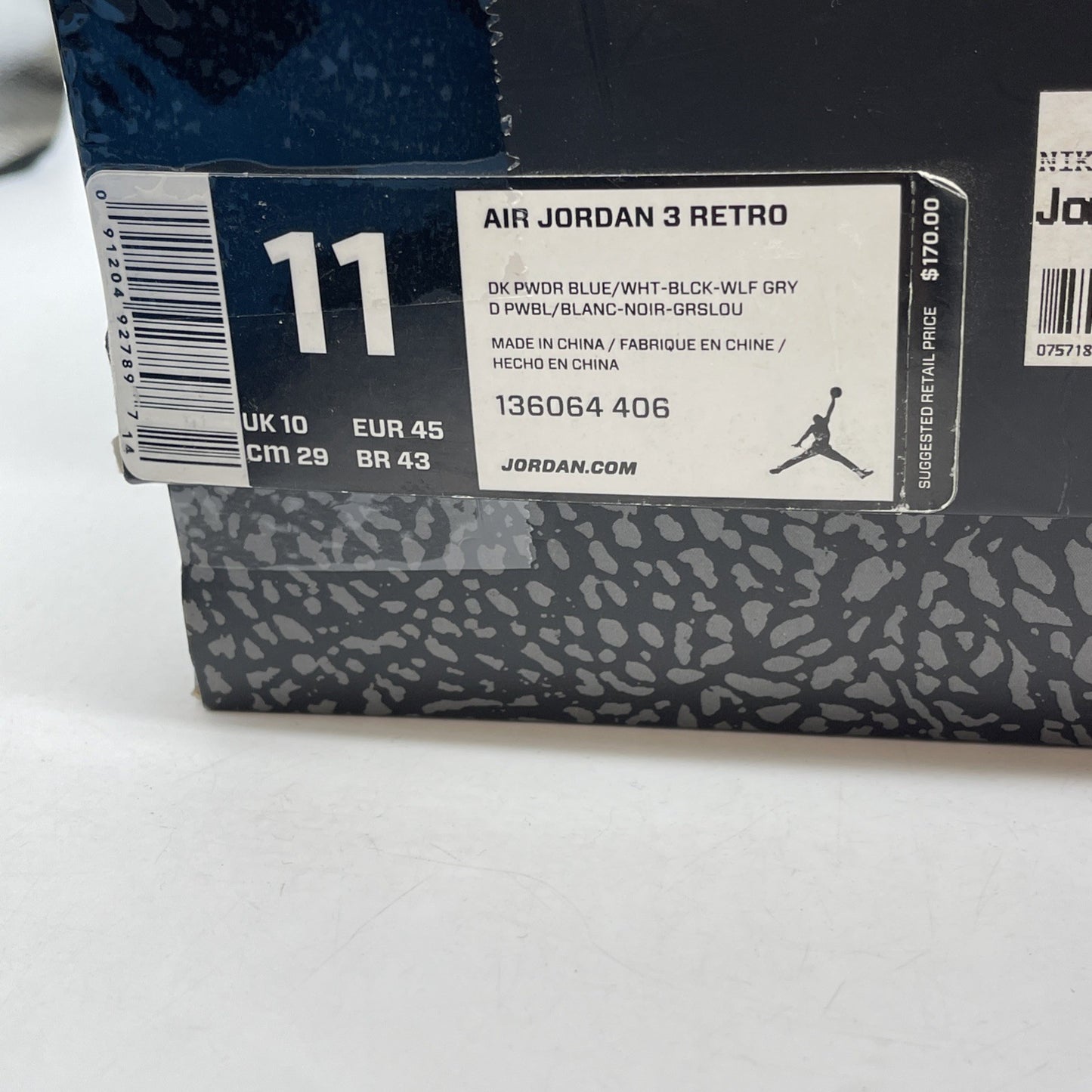 Size 11 - Air Jordan 3 Retro Powder Blue Black Suede (136064-406)