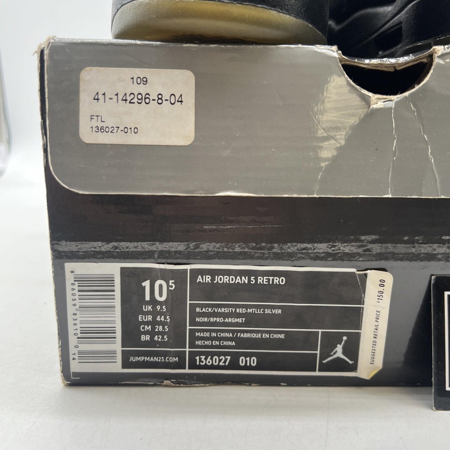 Size 10.5 - Air Jordan 5 Retro 2011 Black Metallic (136027-010)