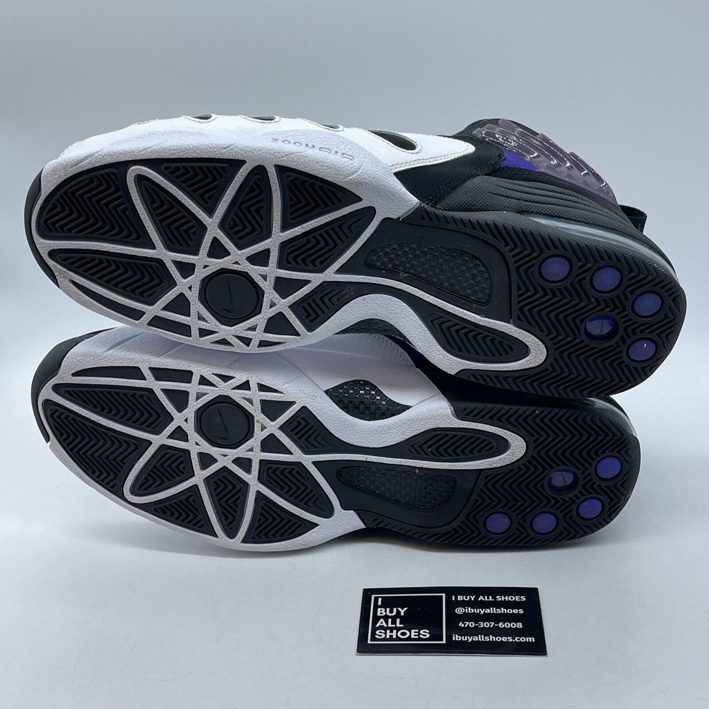 Size 12 - Nike Sonic Flight Black Purple Venom White Suede Leather (641333-001)
