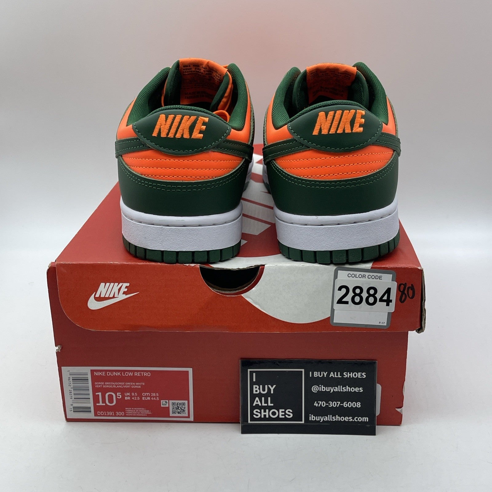 Size 10.5 - Nike Dunk Low Miami Hurricanes Green Orange Leather (DD1391-300)