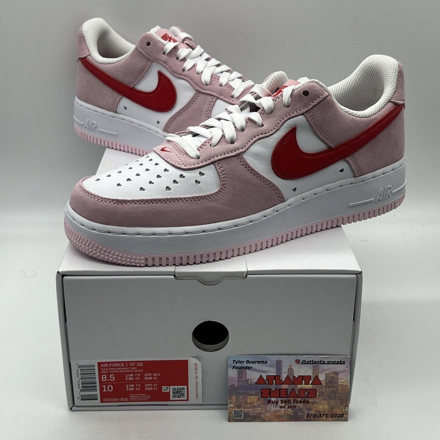 Size 8.5 - Nike Air Force 1 '07 QS Low Valentine’s Day Love Letter Brand New DS