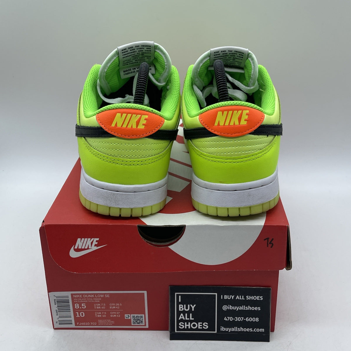 Size 8.5 - Dunk Low Volt Yellow Green White Orange Leather (FJ4610-702)