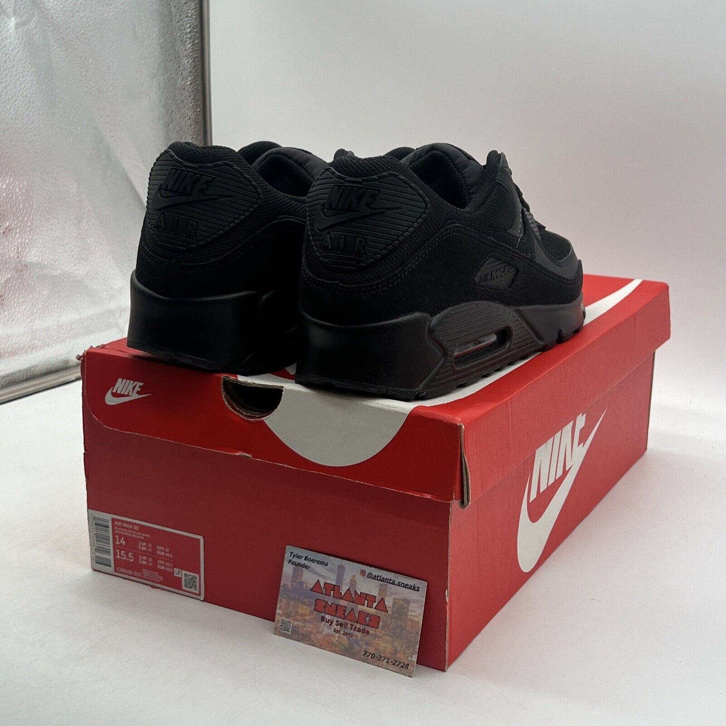 Size 14 - Nike Air Max 90 Triple Black 2020 Leather Suede (CN8490-003)