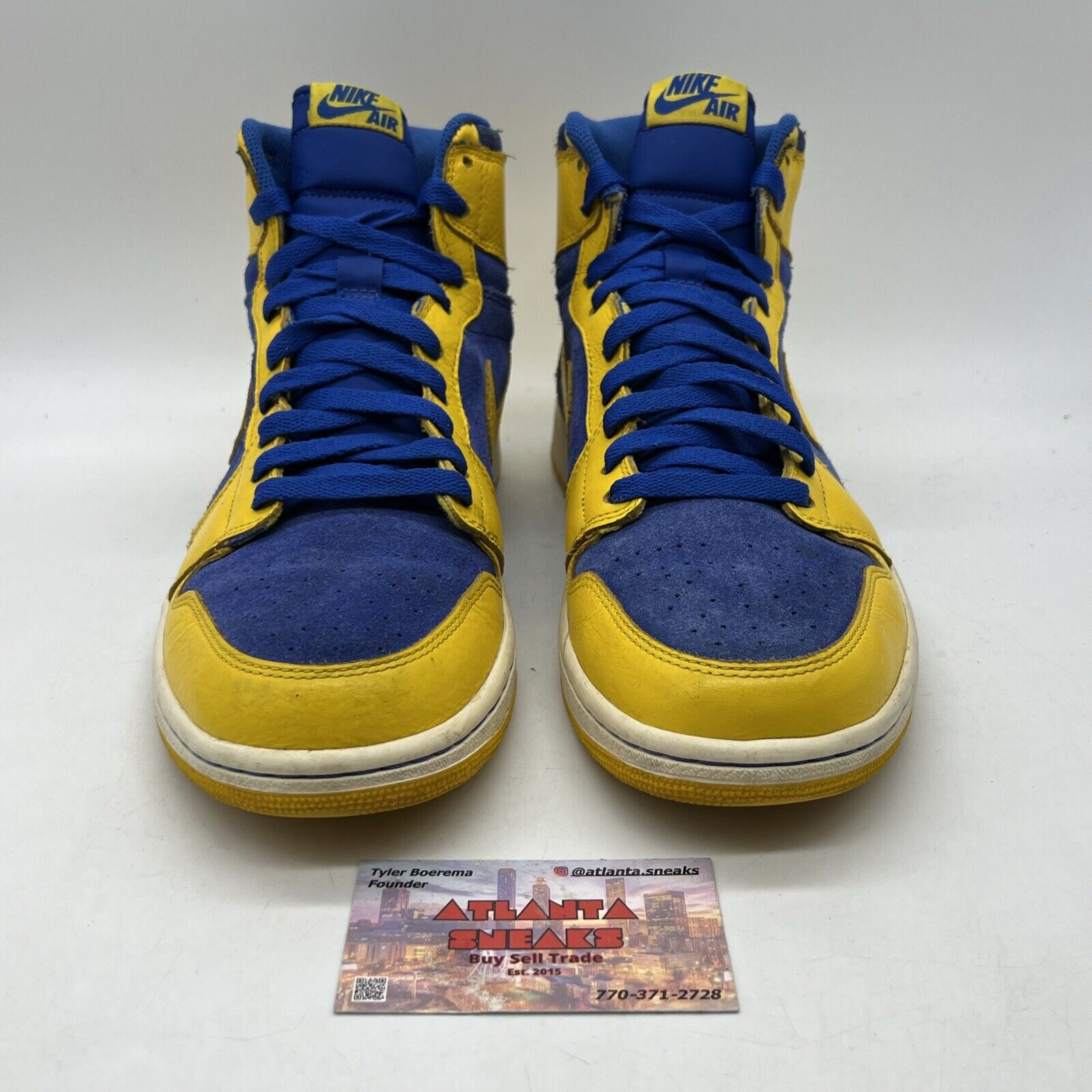 Size 11 - Air Jordan 1 Retro OG High Laney Yellow Blue White Suede (555088-107)