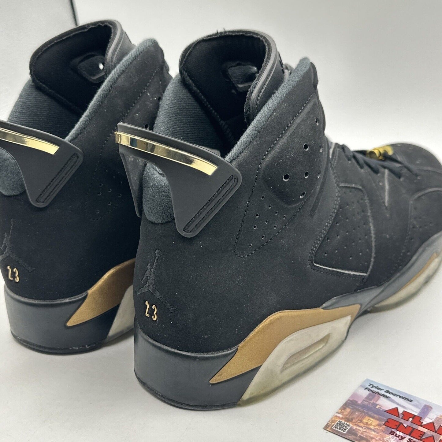 Size 13 - Jordan 6 Retro Defining Moments 2020 Black Suede N Nubuck Gold Accen