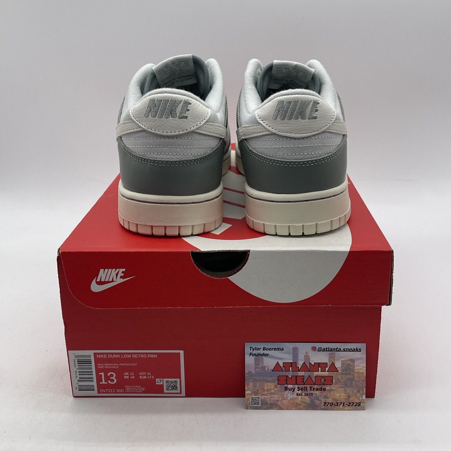 Size 13 - Nike Dunk Low Mica Green White Suede Leather (DV7212-300)