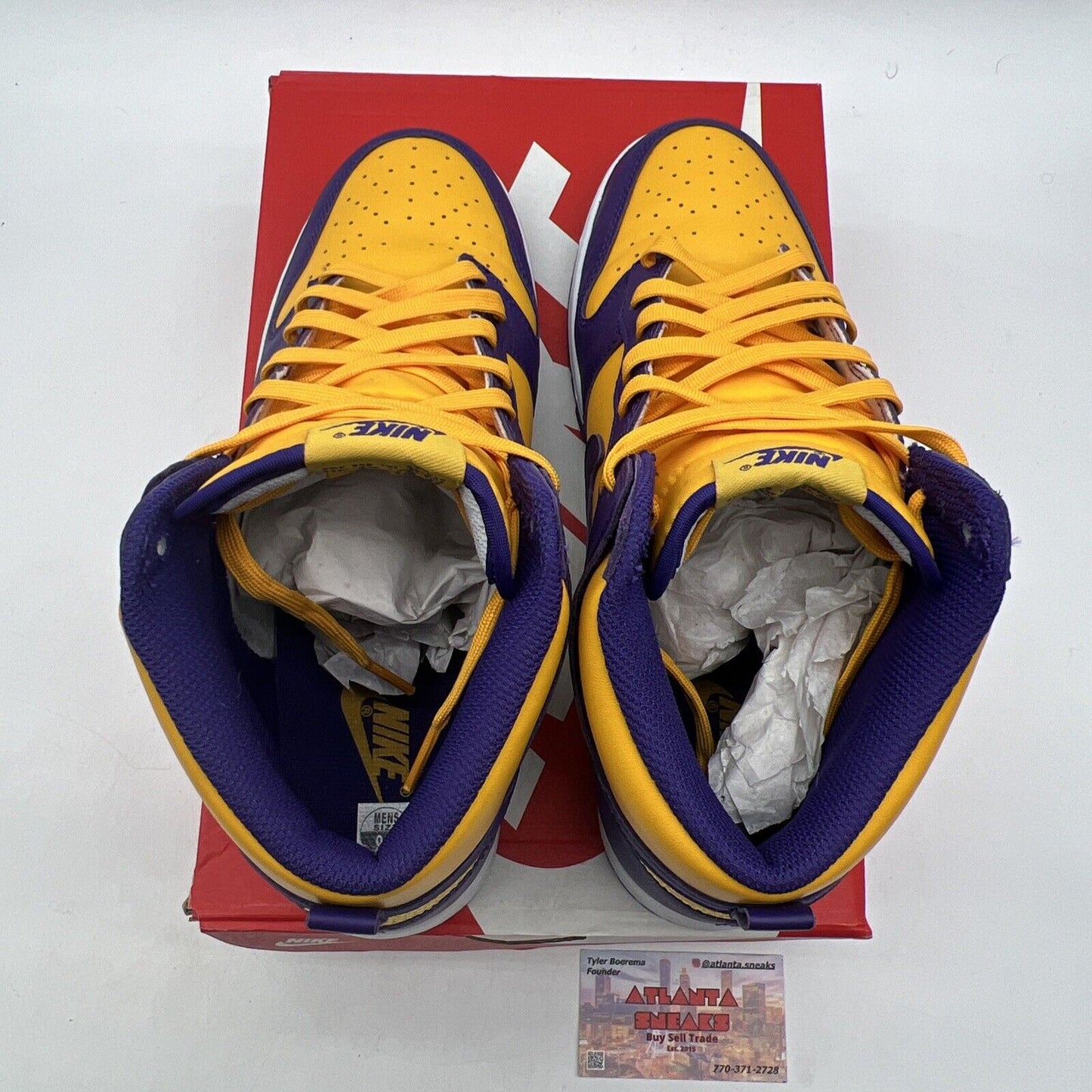 Size 9.5 - Nike Dunk High Lakers Yellow Purple White Leather (DD1399-500)