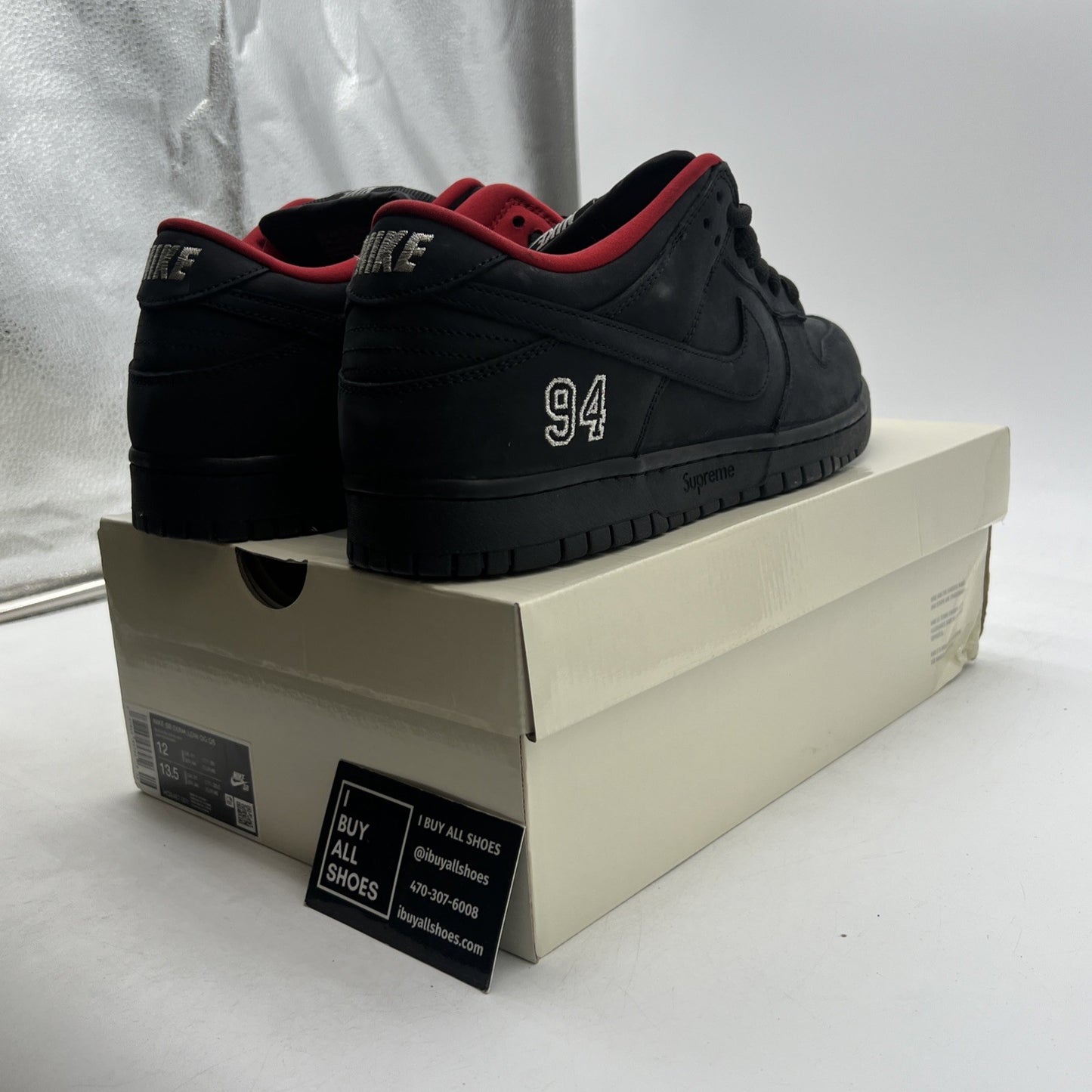 Size 12 - Nike Supreme x Dunk SB Low Black (HQ8487-001)