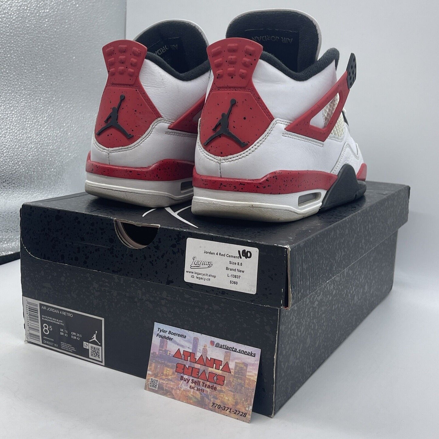 Size 8.5 - Jordan 4 Retro Mid Red Cement Black White Leather (DH6927-161)