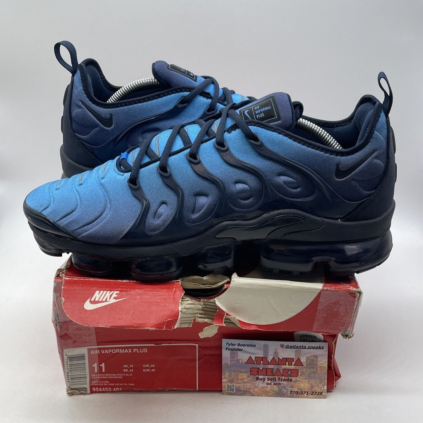 Size 11 - Nike Air VaporMax Plus Photo Blue Suede Lather (924453-401)