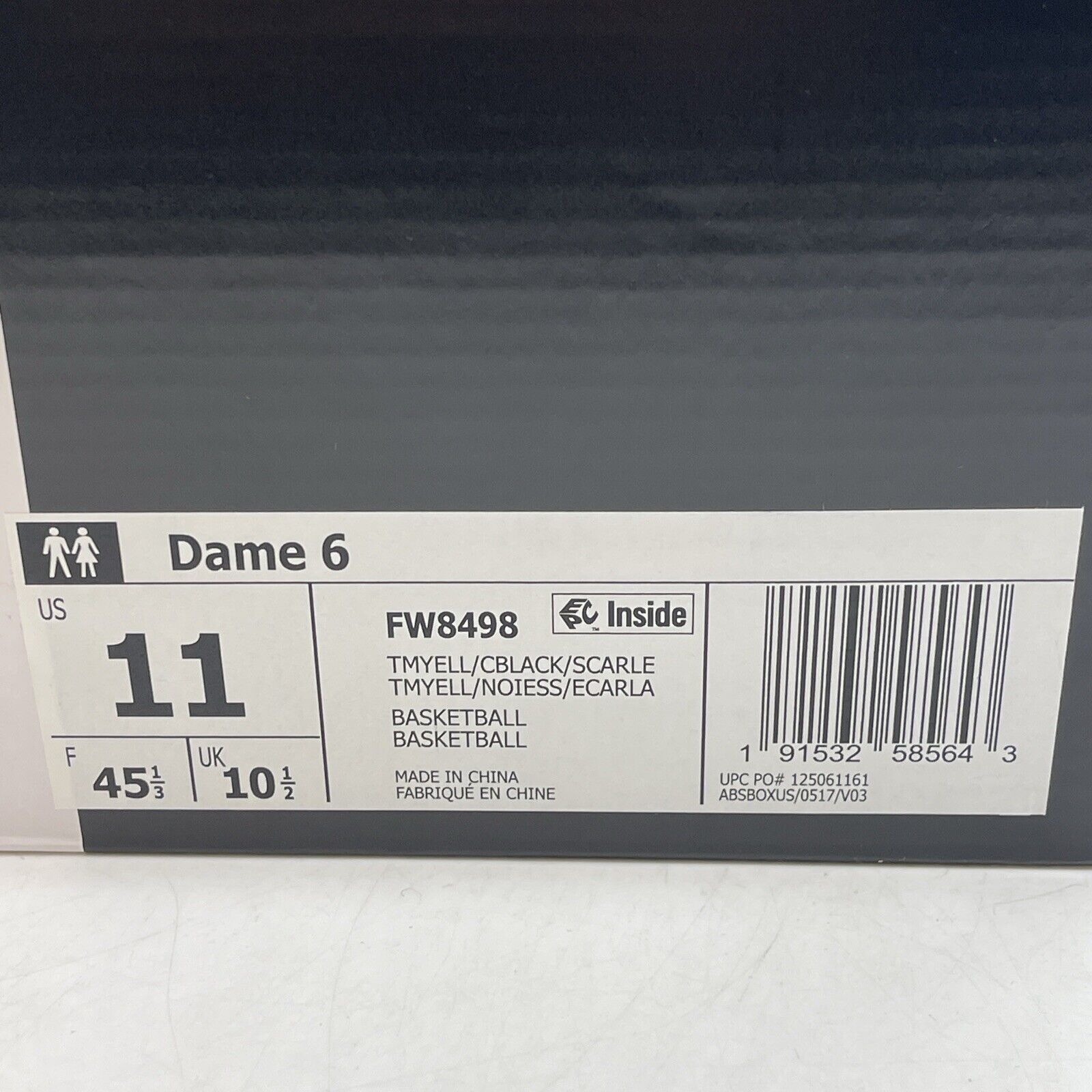 Size 11 - adidas Dame 6 Hot Rod Yellow Black Red (FW8498)