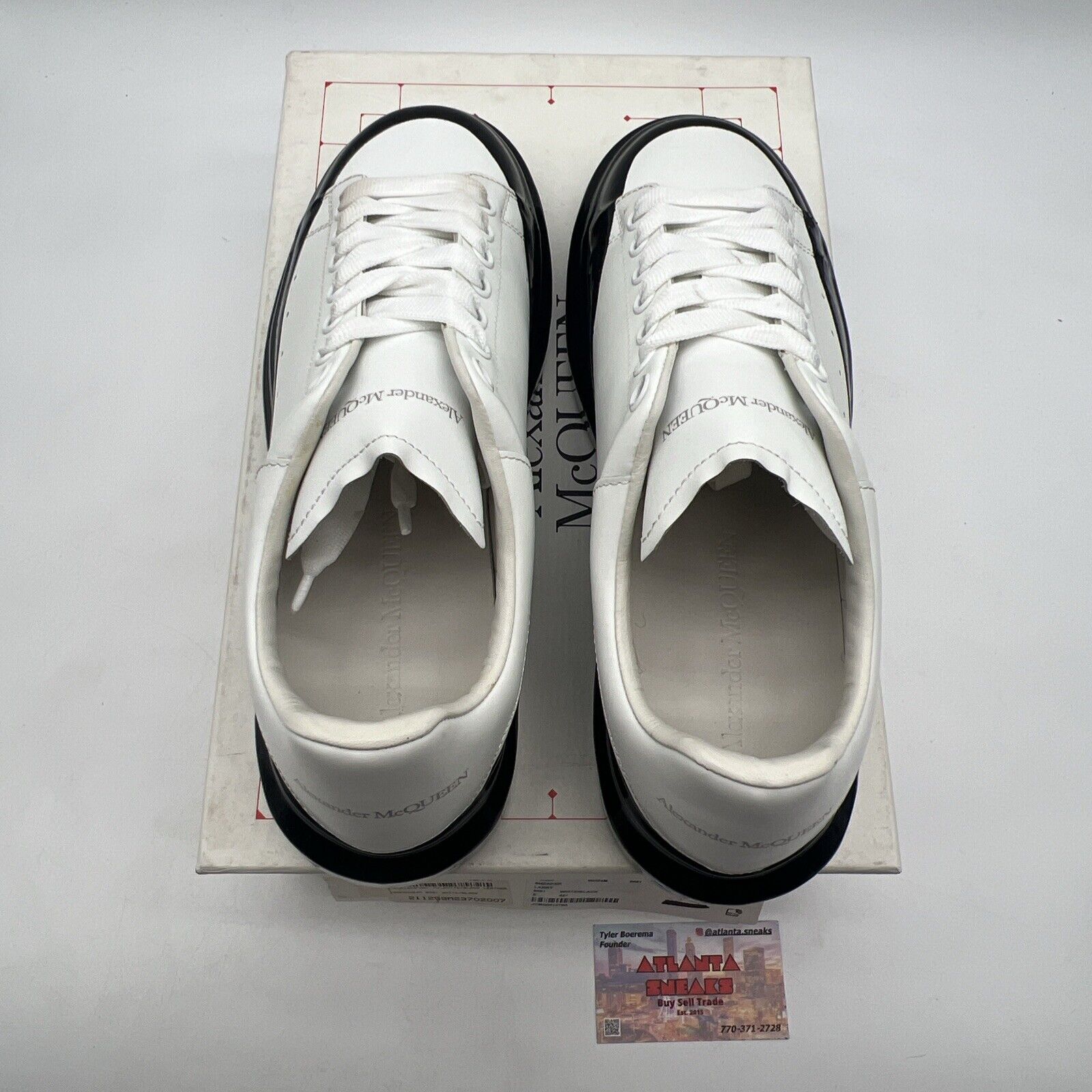 Size 9.5 - Alexander McQueen Oversized Sneaker White Black (645864-WHZ4M-9061)