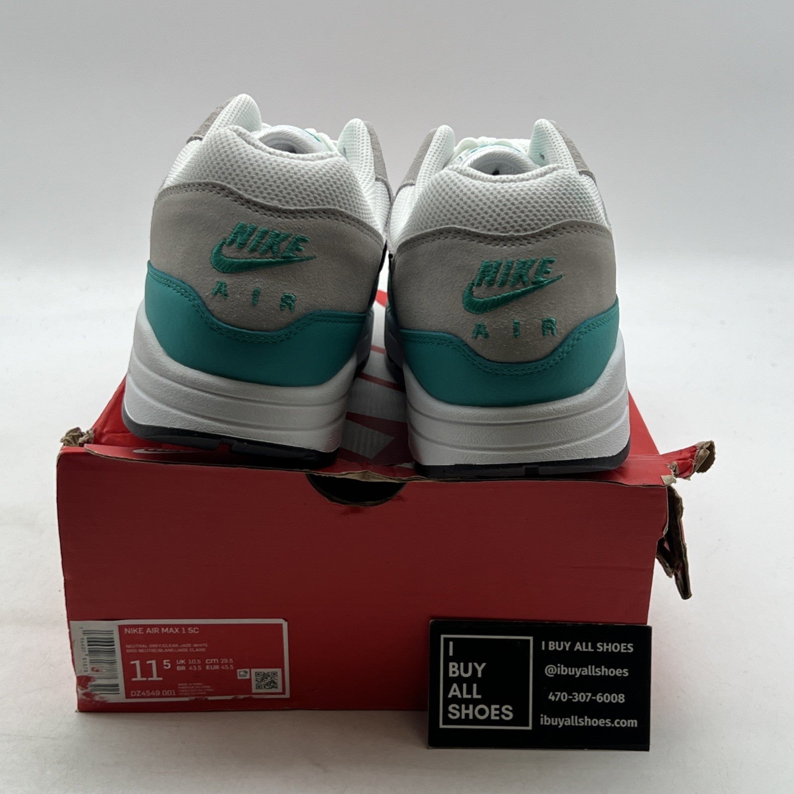 Size 11.5 - Nike Air Max 1 SC Clear Jade (DZ4549-001)