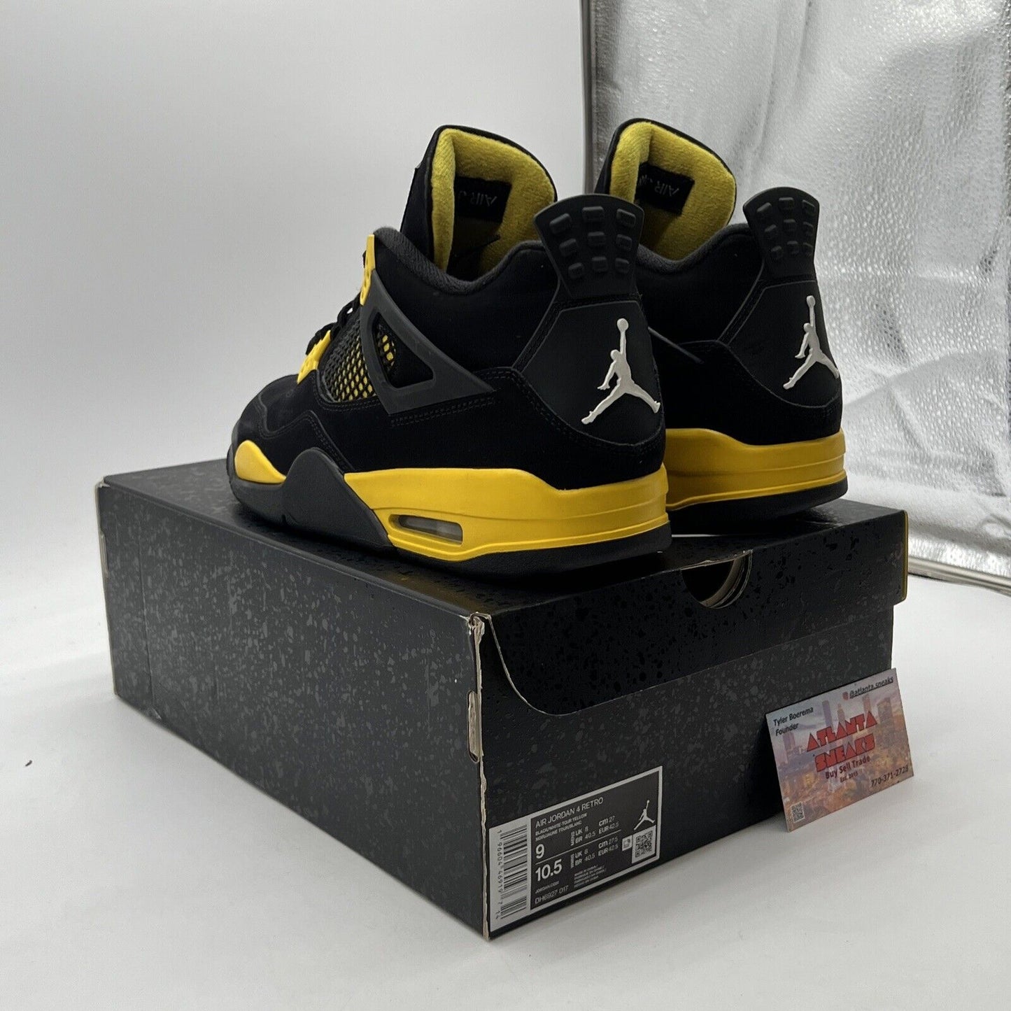 Size 9 - Air Jordan 4 Retro Thunder Black Suede Yellow (DH6927-017)