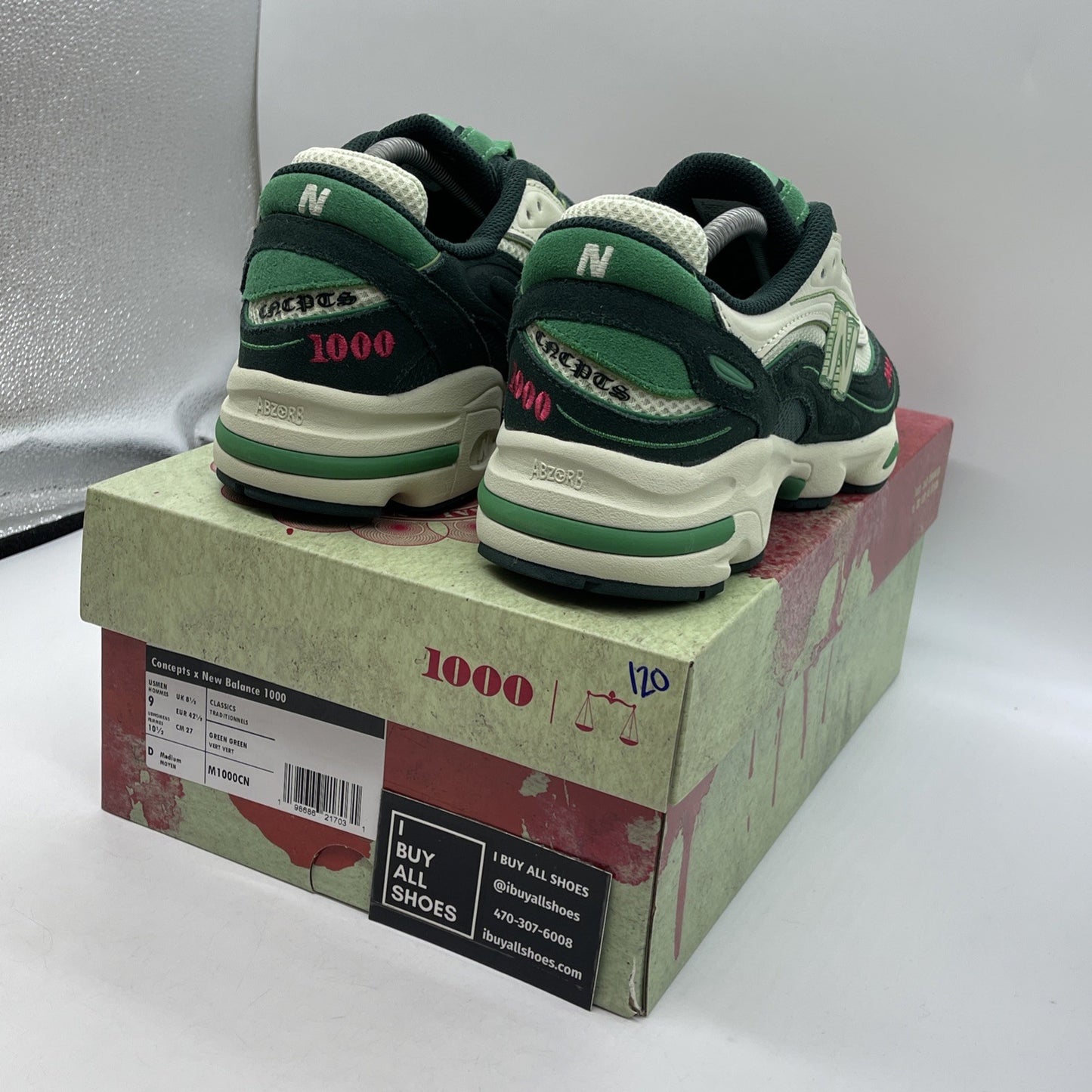 Size 9 - New Balance Concepts x 1000 Míle Green Suede Leather (M1000CN)