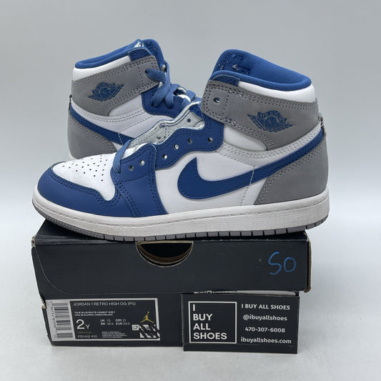 Size 2Y - Air Jordan 1 Retro OG High True Blue (FD1412-410)