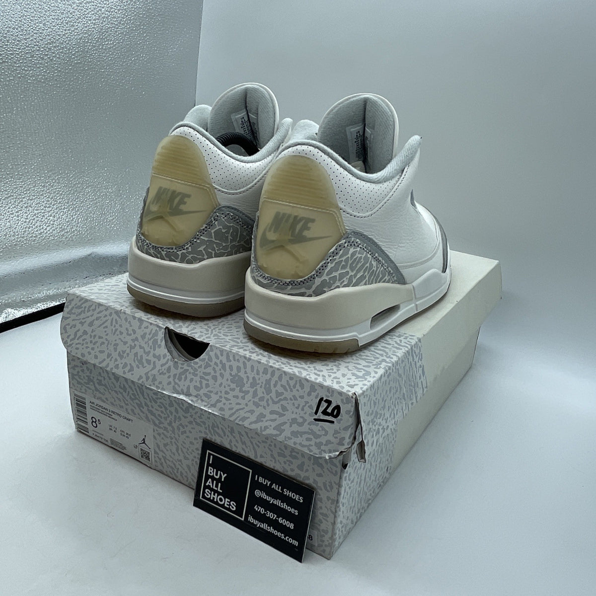 Size 8.5 - Air Jordan 3 Retro Craft Ivory Grey White Leather (FJ9579-100)