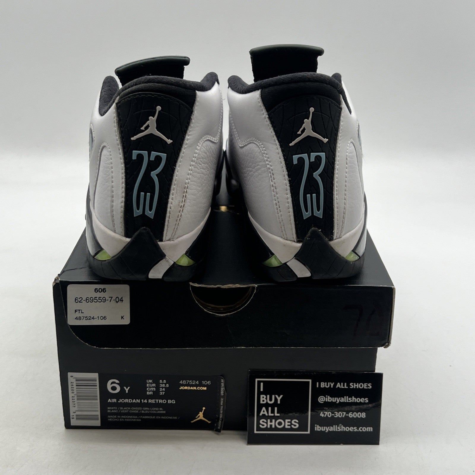 Size 6Y - Air Jordan 14 Oxidized Green White Black (487524-106)