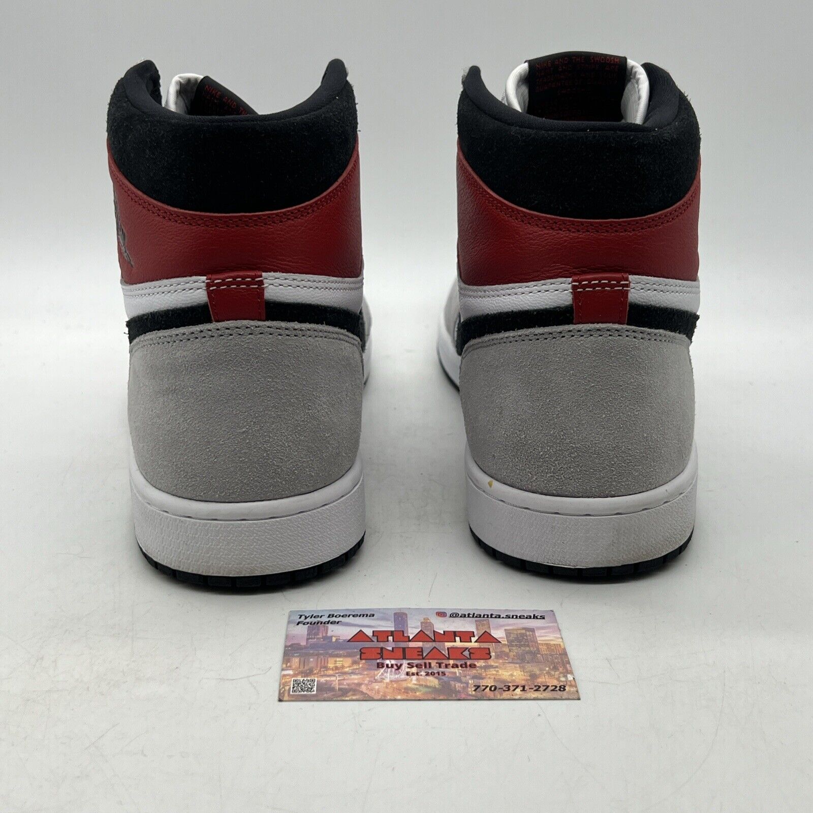 Size 10.5 - Jordan 1 Retro High OG Smoke Gray 2020 Red Black Leather Suede