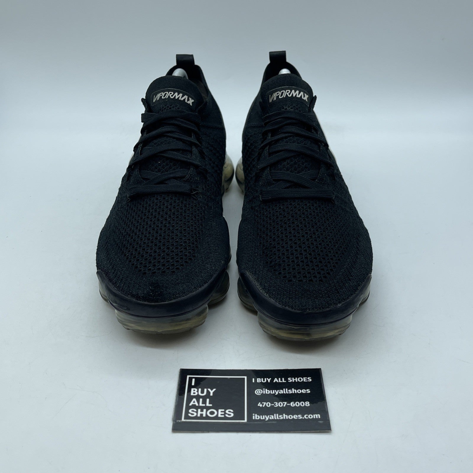 Size 9.5 - Nike Air VaporMax Flyknit 2 Black White Suede Leather (942842-001)
