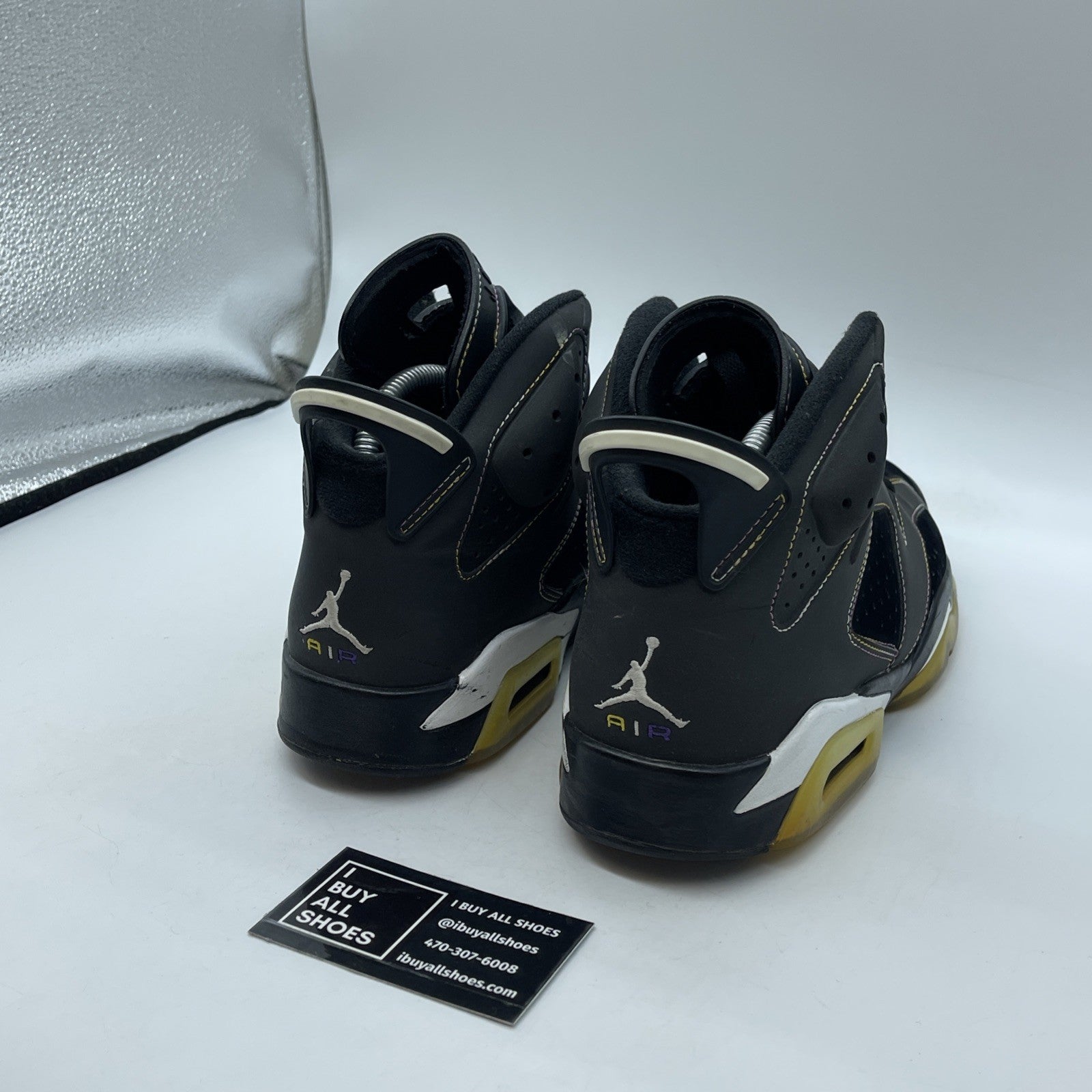 Size 9 - Air Jordan 6 Retro Lakers Black Grey Suede Leather (384664-002)