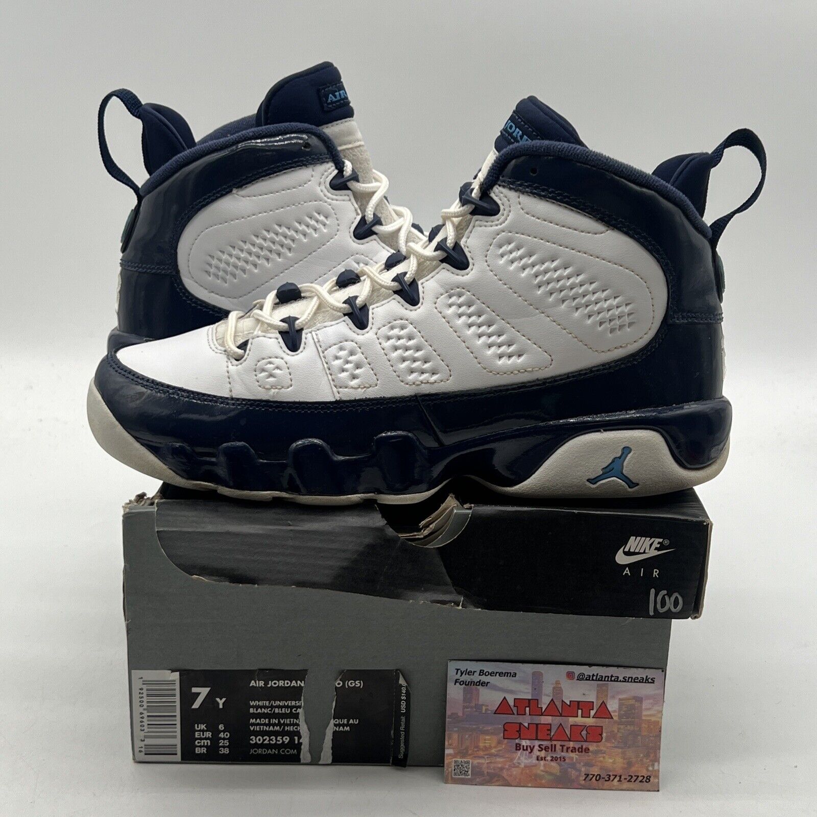 Size 7Y - Jordan 9 Retro Mid University Blue White Leather (302359-140)