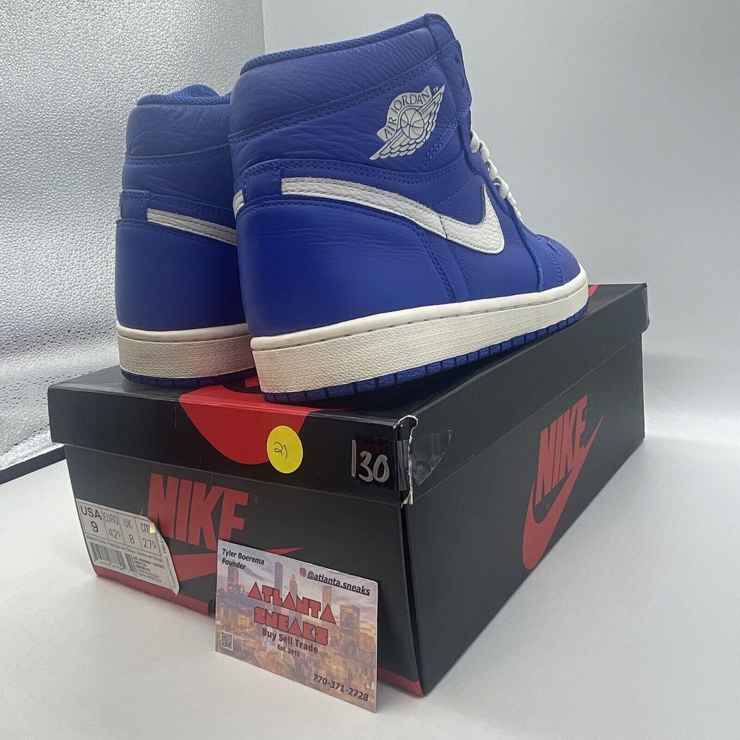 Size 9 - Air Jordan 1 Retro OG High Hyper Royal White Blue (555088-401)