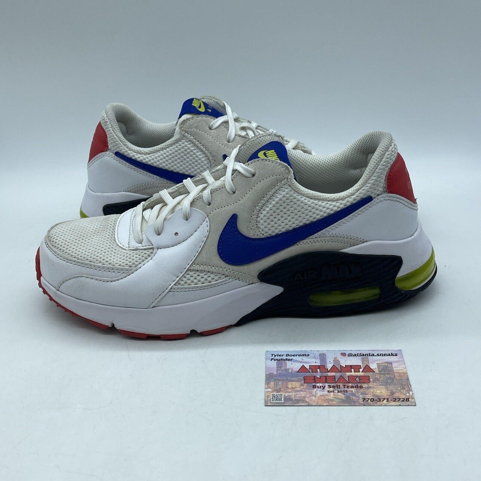 Size 9 - Nike Air Max Excee Hyper Blue White Red Leather Tan Suede (CD4165-101)