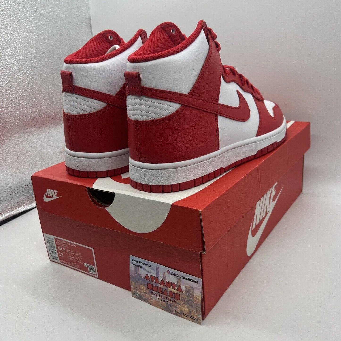 Size 10.5 - Nike Dunk High University Red Brand New Og All White