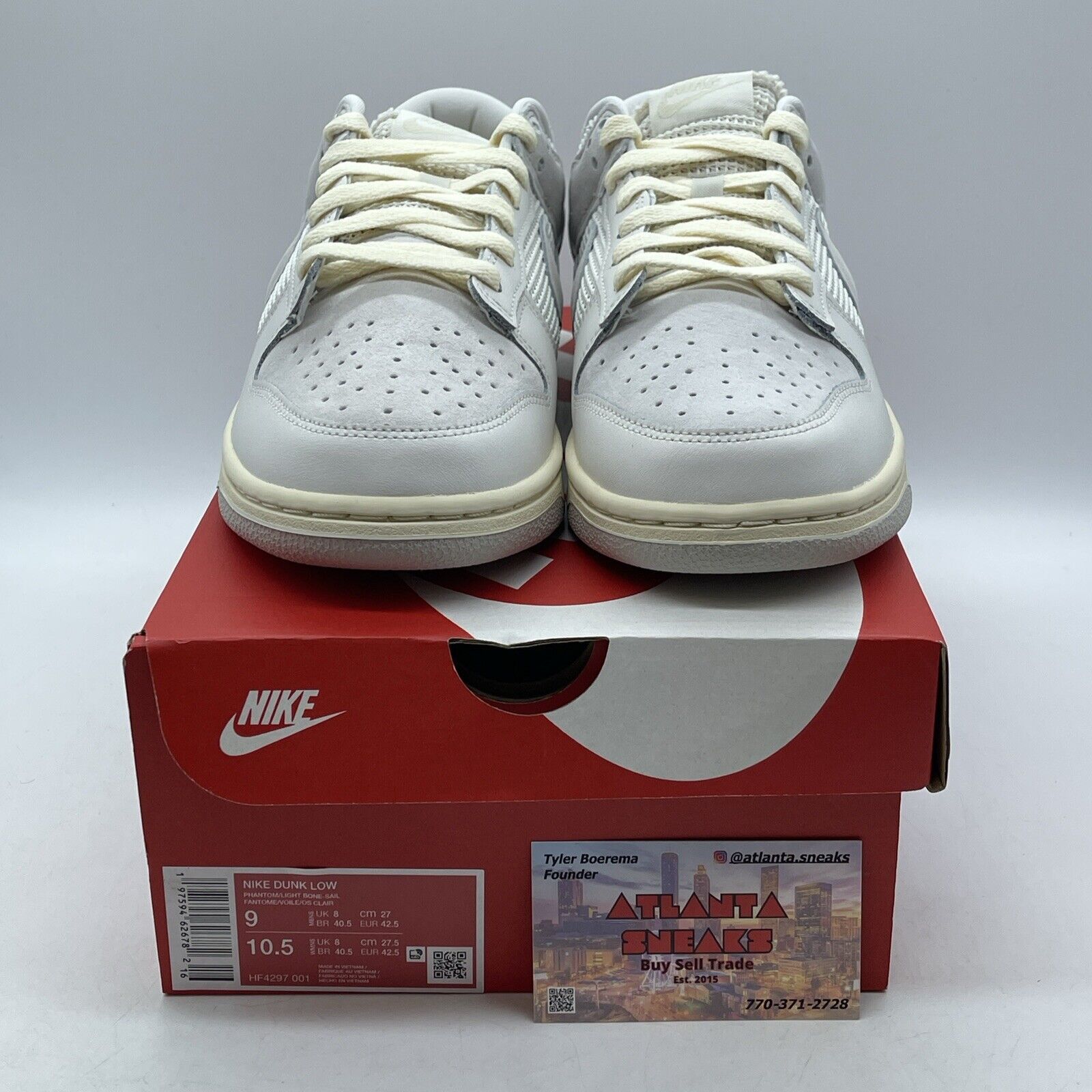 Size 9 - Nike Dunk Low Phantom Grey White Suede Leather (HF4297-001)