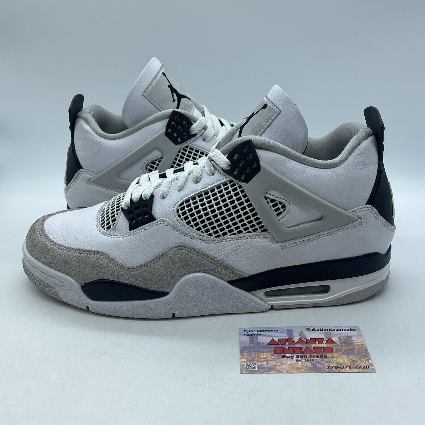 Size 12 - Jordan 4 Retro Mid Military Black White Leather Grey Suede (DH6926-111