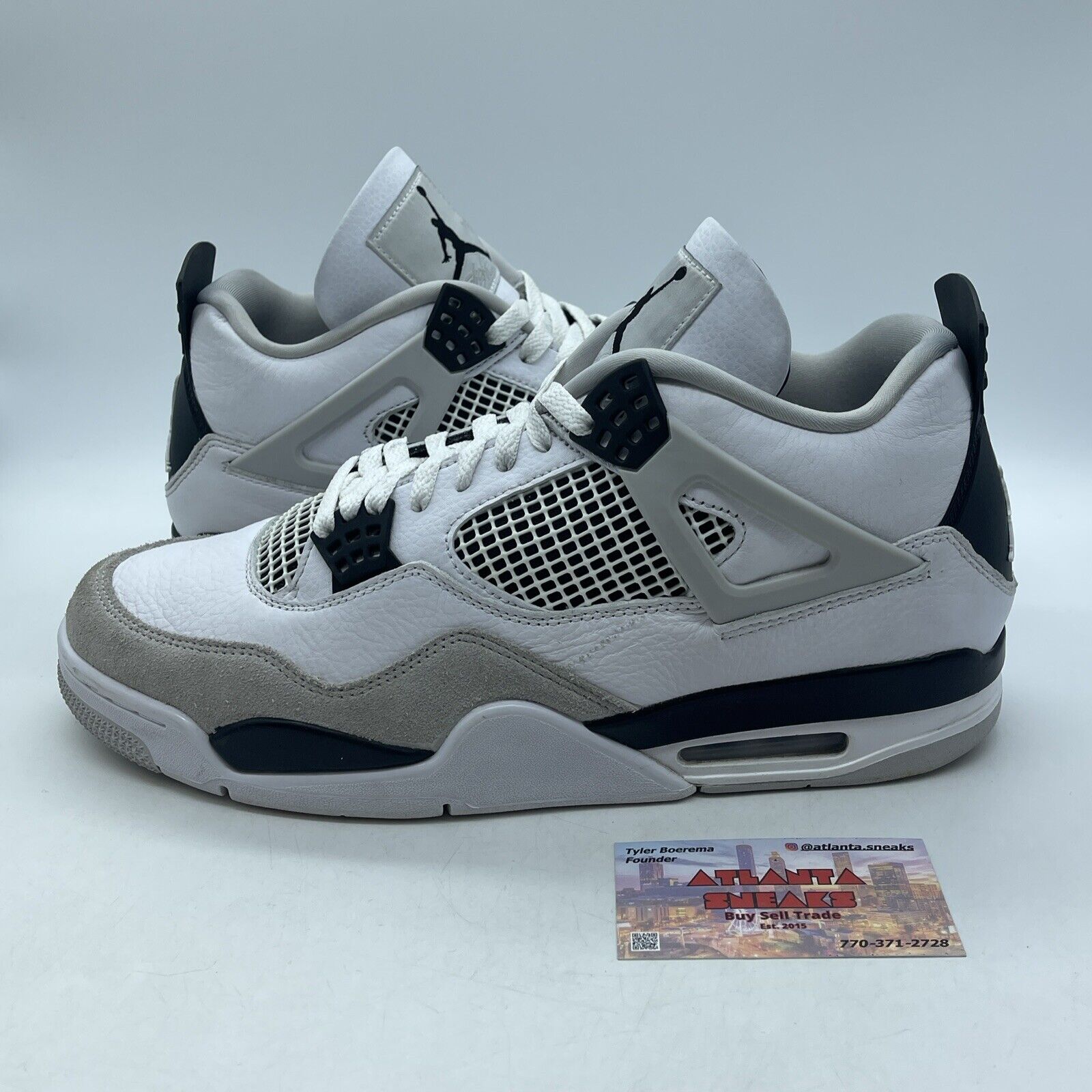Size 12 - Jordan 4 Retro Mid Military Black White Leather Grey Suede (DH6926-111