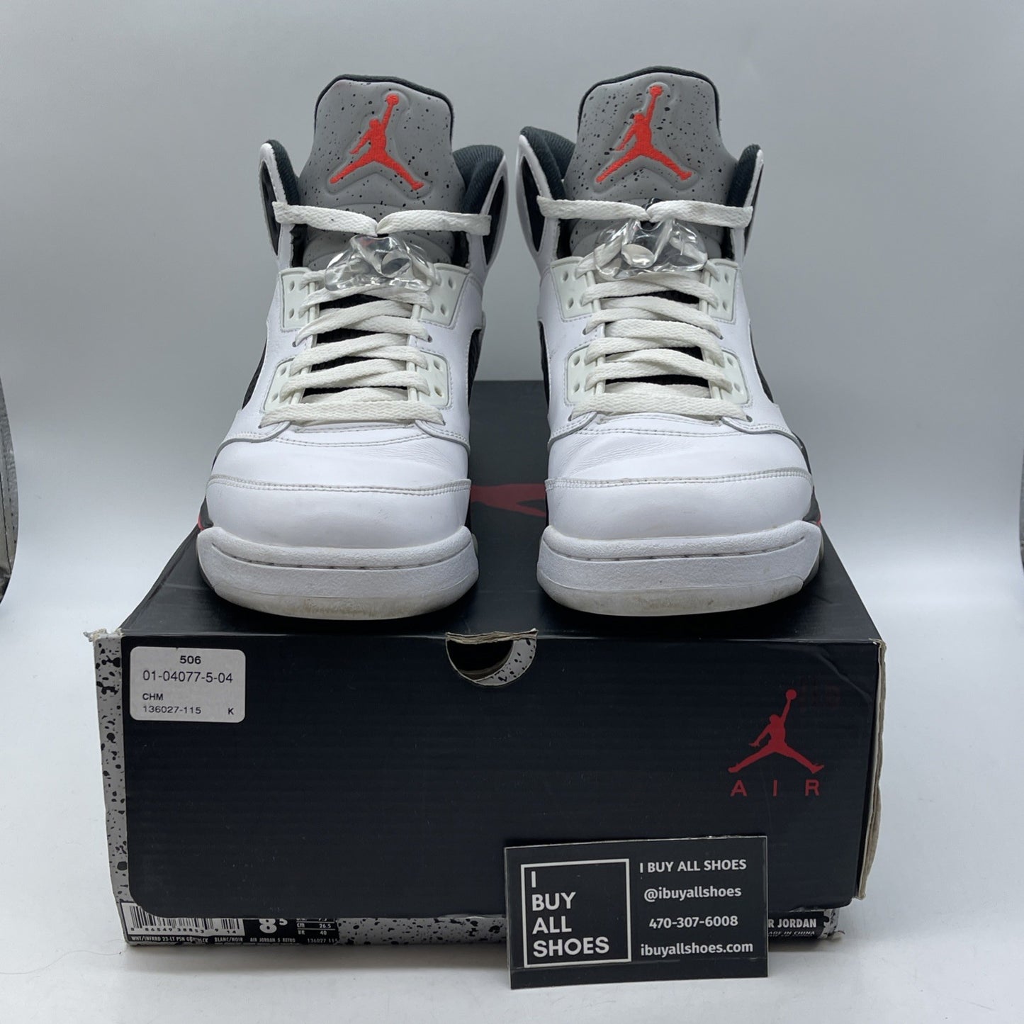 Size 8.5 - Air Jordan 5 Retro Pro Stars White Black Leather (136027-115)