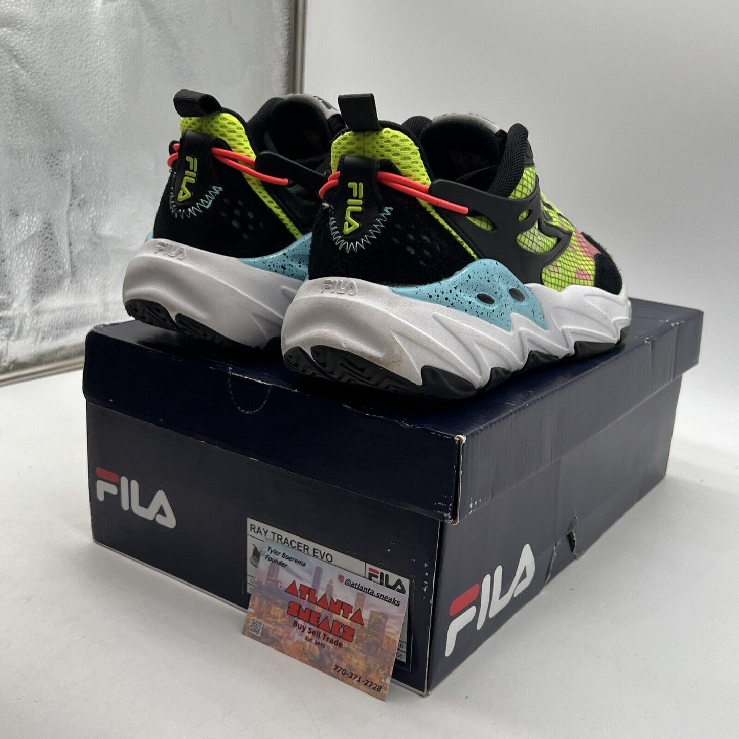 Size 10 - Fila Ray Tracer Evo Black Lime Pink Women’s  (1RM01681-016)