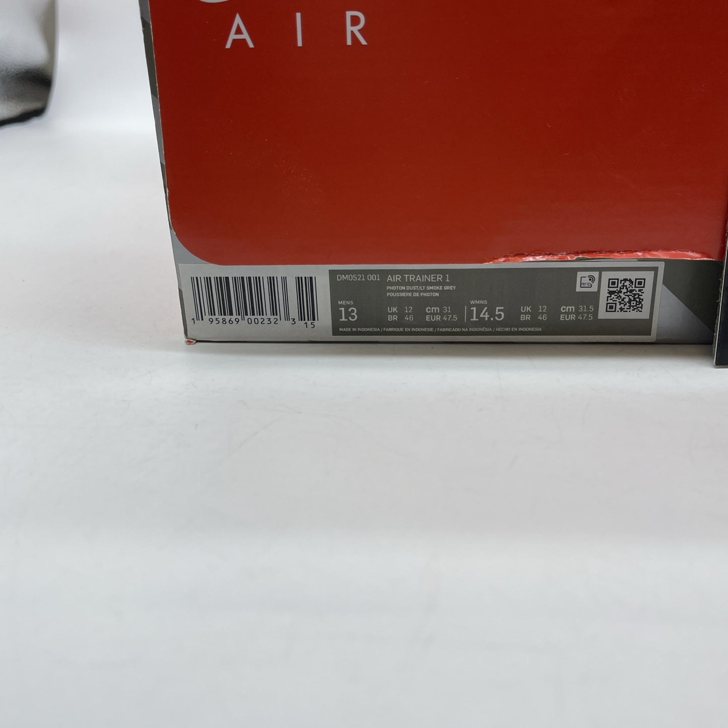 Size 13 - Nike Air Trainer 1 Photon Dust Grey White Suede Leather (DM0521-001)