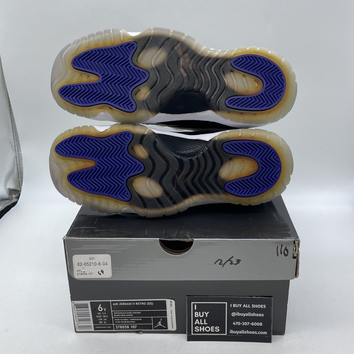 Size 6Y - Jordan 11 Retro Concord Black White Leather (378038-107)