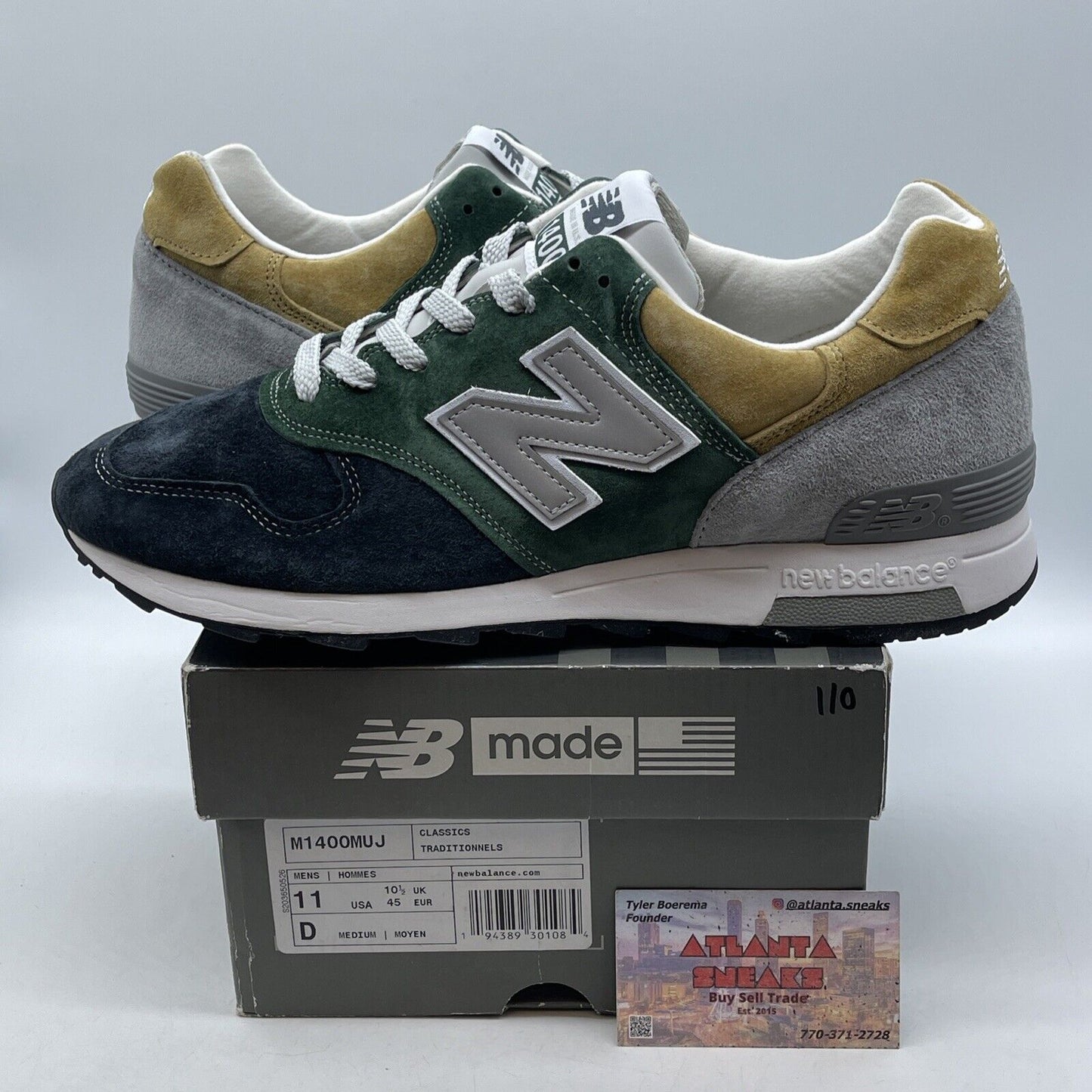 Size 11.5 - New Balance J.Crew x 1400 Made in USA Green Navy Tan (M1400MUJ)