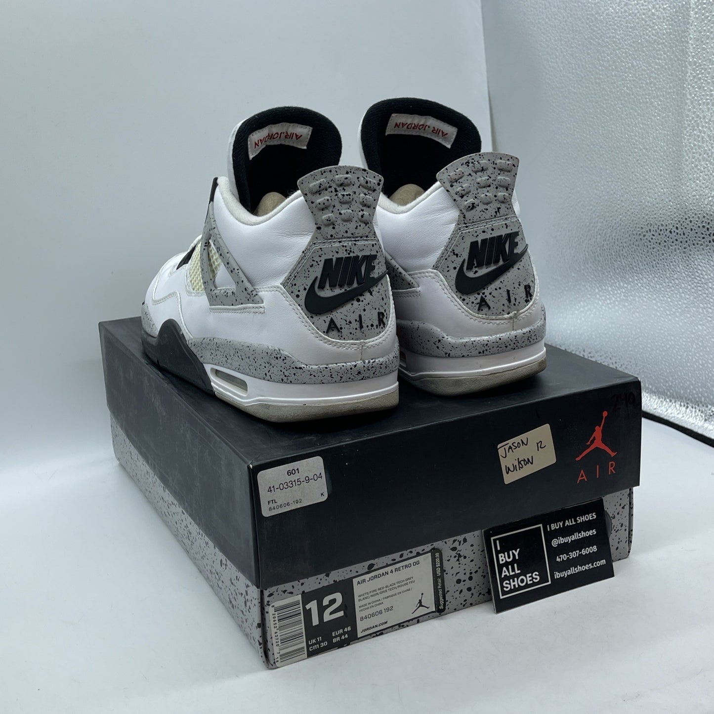 Size 12 - Jordan 4 Retro OG Mid White Cement White Grey Leather (840606-192)