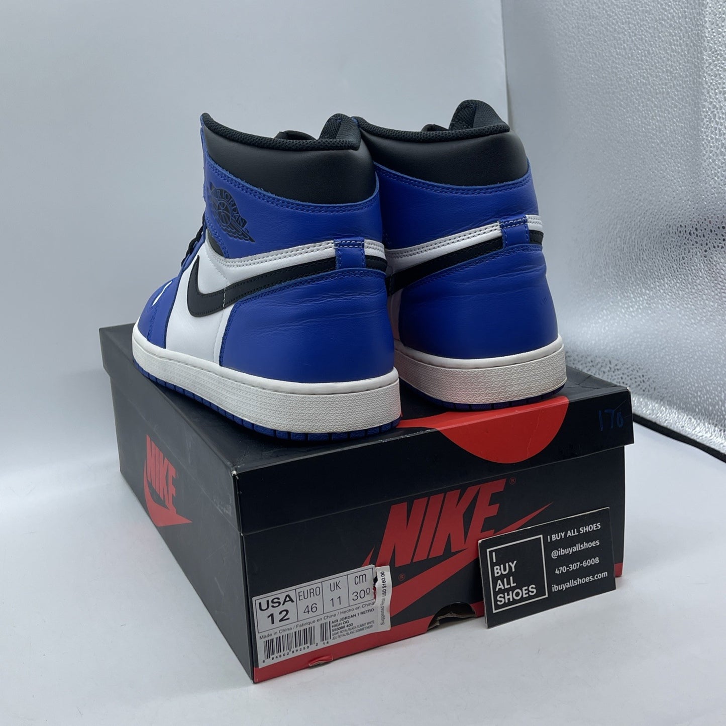 Size 12 - Jordan 1 Retro High OG Game Royal 2018 Blue Black Leather (555088-403)
